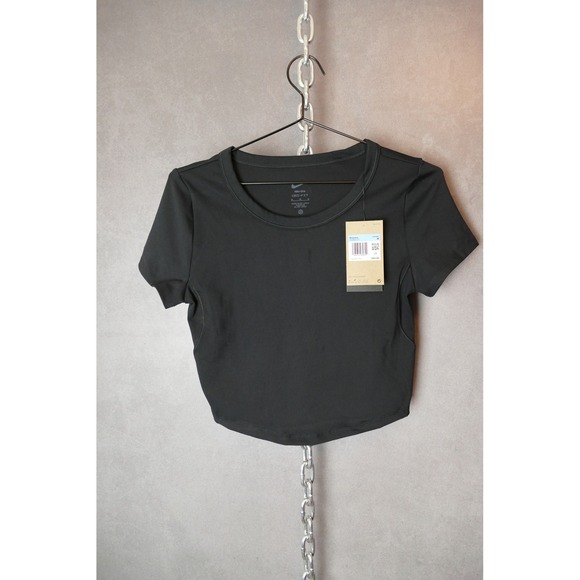Nike One Dri-FIT Training Cropped T-Shirt Womens Size M Black Short Sleeve - Picture 1 of 7